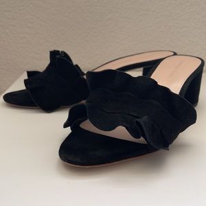 Loeffler Randall Suede Ruffle Embellishment slides size 8